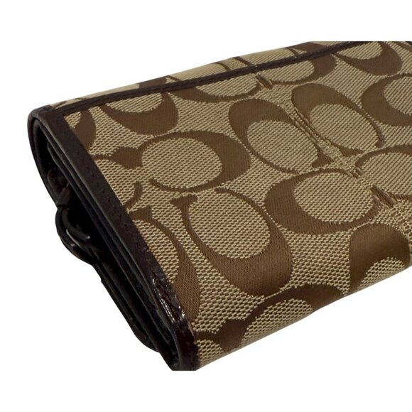 Coach Wallet Women's Brown Leather Signature C Logo Monogram Bifold Vintage - Picture 6 of 10